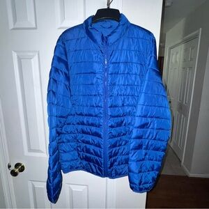 Men's L Jackson Hole Blue Packable Puffer Jacket Full Zip Winter Outerwear Coat
